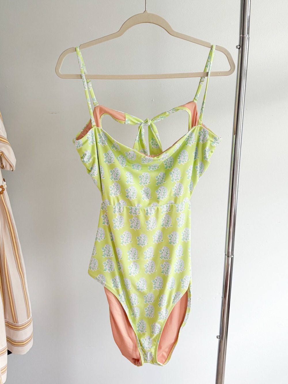 J.Crew SZ Blockprints Cutout Swimsuit Paisley Green 14